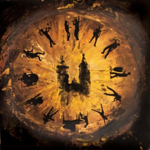 Künstler schreiben gemeinsam einen Song - Logo in der Form eines Auges