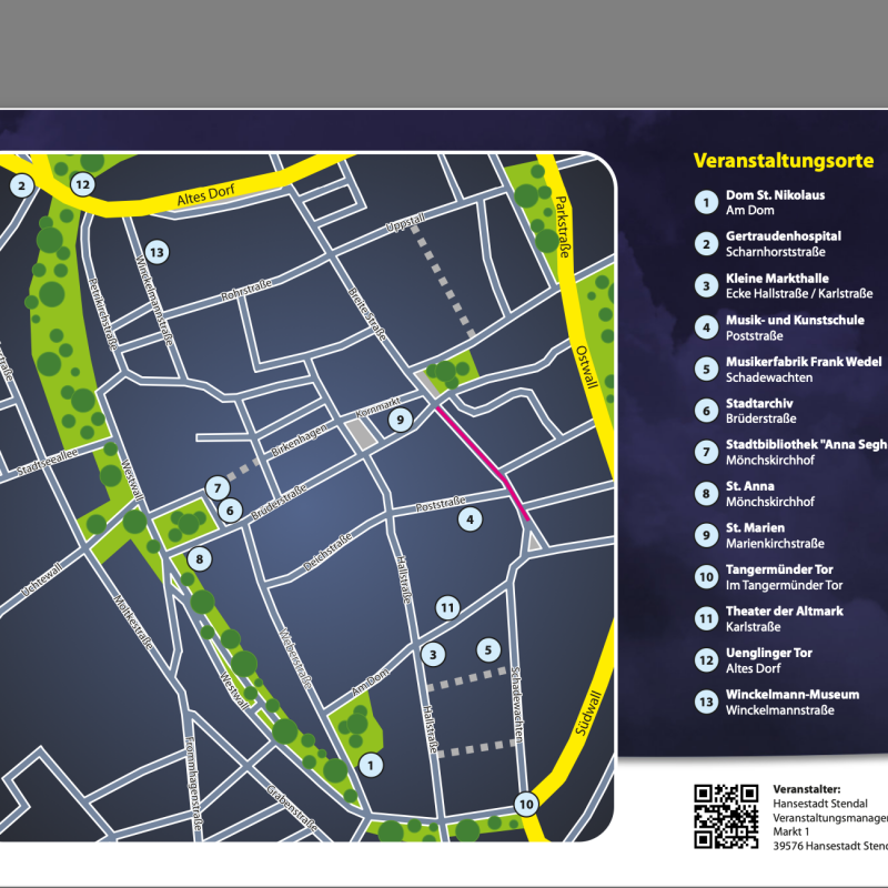 Übersichtsplan Veranstaltungsorte Stendaler Kulturnacht Stendal